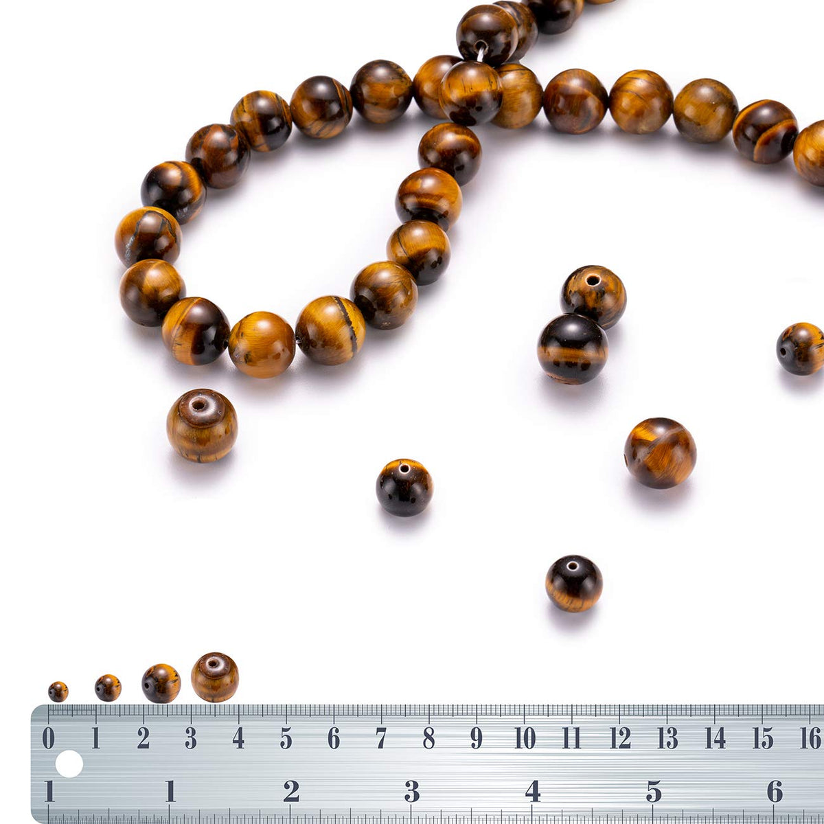 BEADIA Natural Yellow Tiger Eye Stone Round Loose Semi Gemstone Beads for Jewelry Making 8MM 44PCS