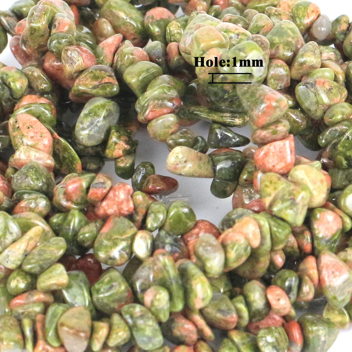 31 inches Chip Stone Loose Gemstones Beads Drilled Strand for Jewelry Making (Unakite)