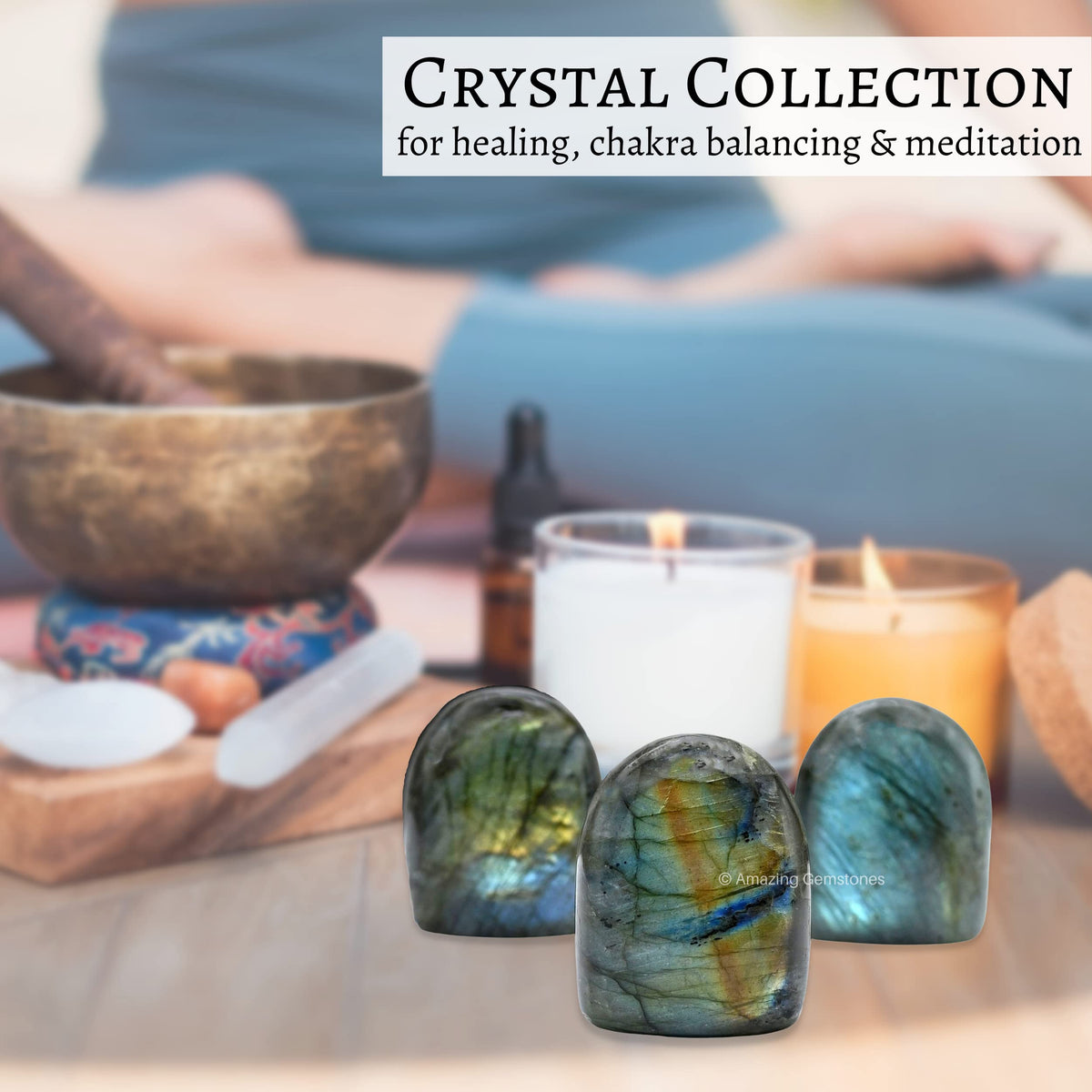 Amazing Gemstone Labradorite Crystal Standing Palm Stone - Labradorite Palm Stones and Crystals, A++ Grade Gemstones and Crystals - Healing Crystals and Healing Stones Office Home Decor Gifts