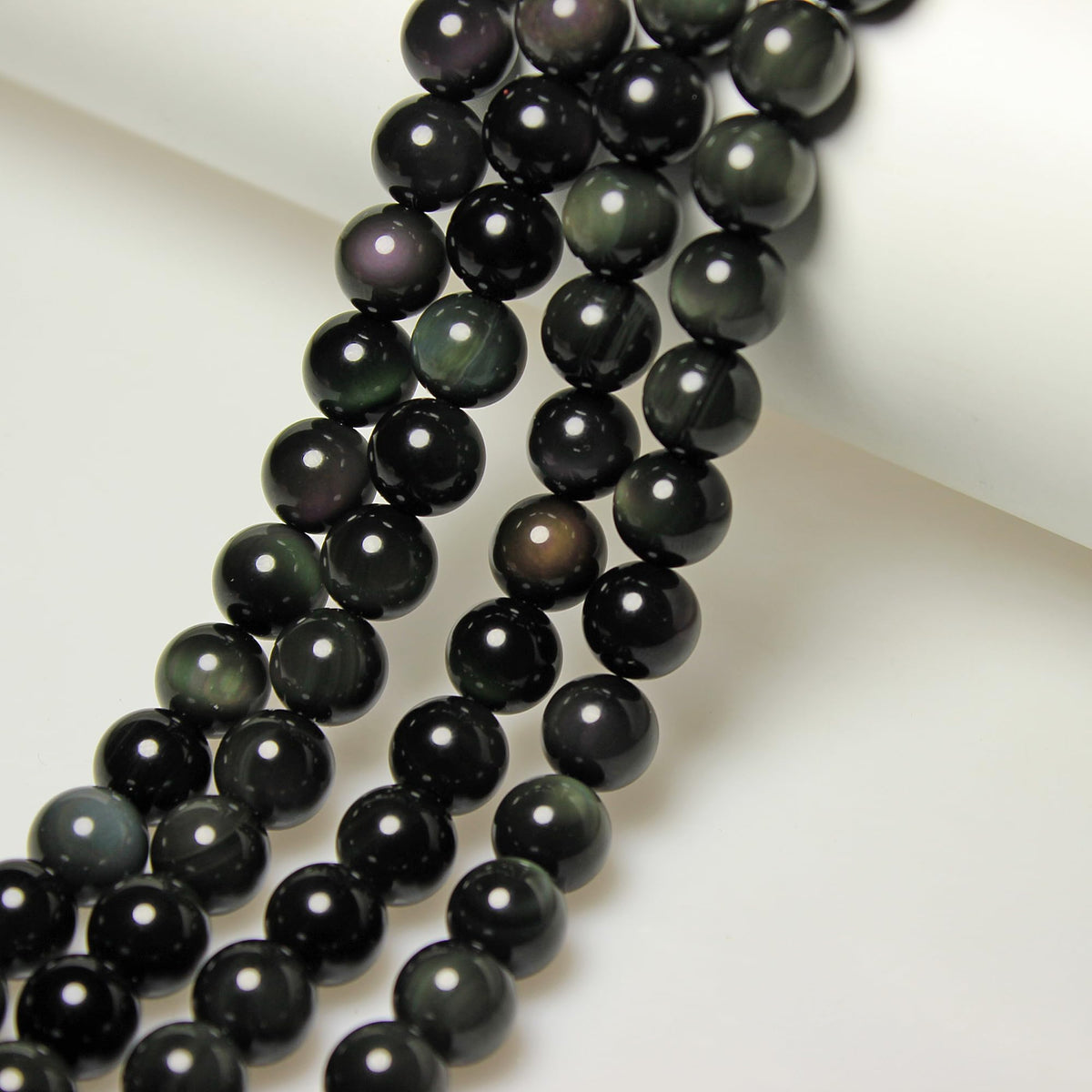 MJDCB Rare Collection Natural Stone Beads Rainbow Obsidian Round Loose Beads for Jewelry Making DIY Bracelet Necklace (6mm)