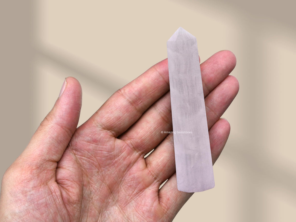 Amazing Gemstone Pink Calcite Crystal Towers ~ Natural Healing Crystal Point Obelisk for Reiki Healing and Crystal Grid (3" to 4" INCH)