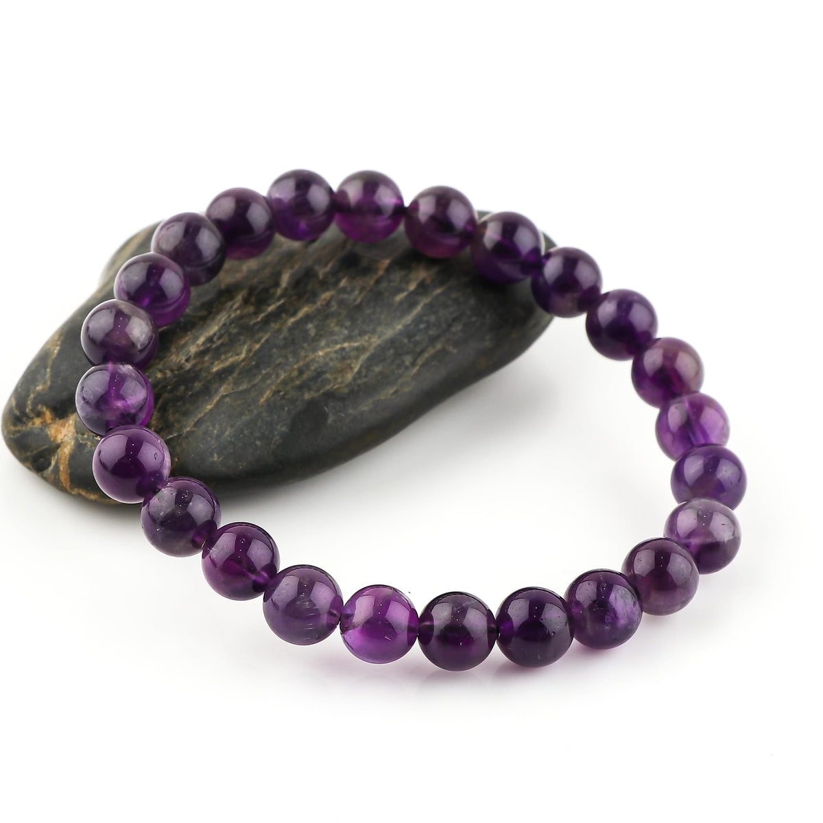 CRYSTALIS Purple Amethyst Bracelet for Boosting Protection-Spirituality and Good Fortune - 8mm Beaded Bracelet for Women Men Unisex - Elastic Adjustable Size