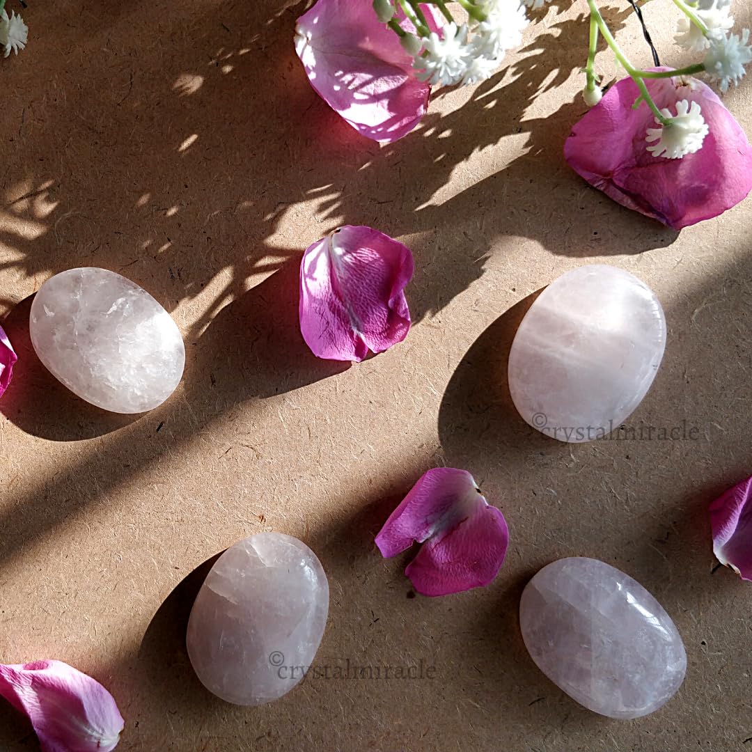 crystalmiracle Rose Quartz Gemstone Single Thumb Stone Metaphysical Gemstone Crystal Healing Reiki Men Women Feng Shui Positive Energy Love Wellness Thumb Stones for Gifts
