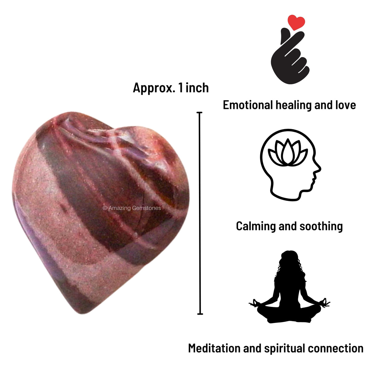 Amazing Gemstone Shiva Lingam Narmada Stone Heart - Pack of 2 Crystal Heart Stones Rocks - Corazones De Piedra Crystals and Healing Stones Heart Shaped Crystal - Stocking Stuffers Gifts