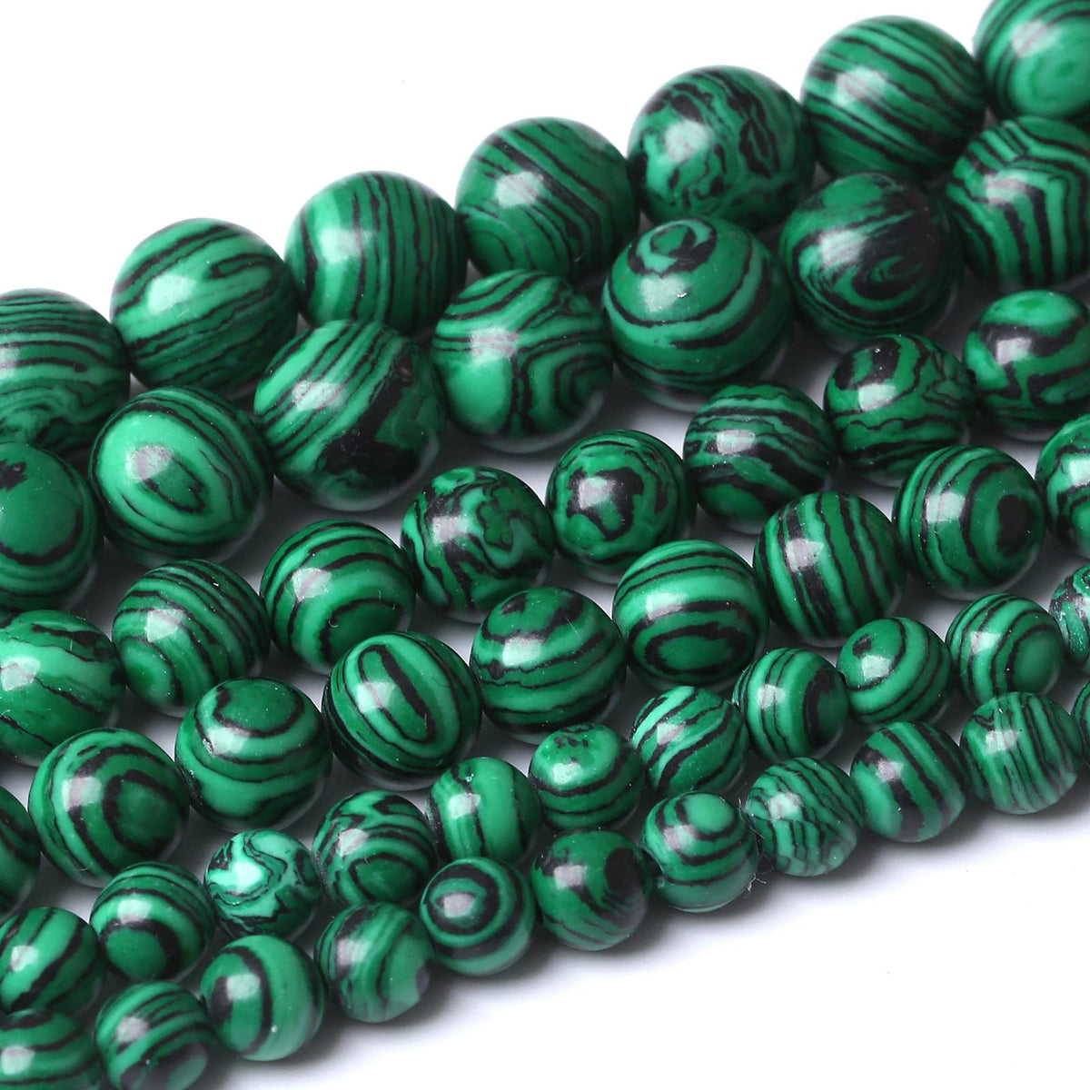 36PCS 10MM Green Malachite Round Loose Natural Gem Beads for Jewelry Making 15"