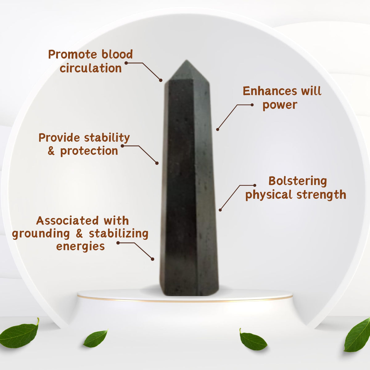Jet Hematite Obelisk Tower (Approx. 3–3.5 Inch) – Natural Metallic Grey Crystal Polished Gemstone Decorative Piece for Home & Office