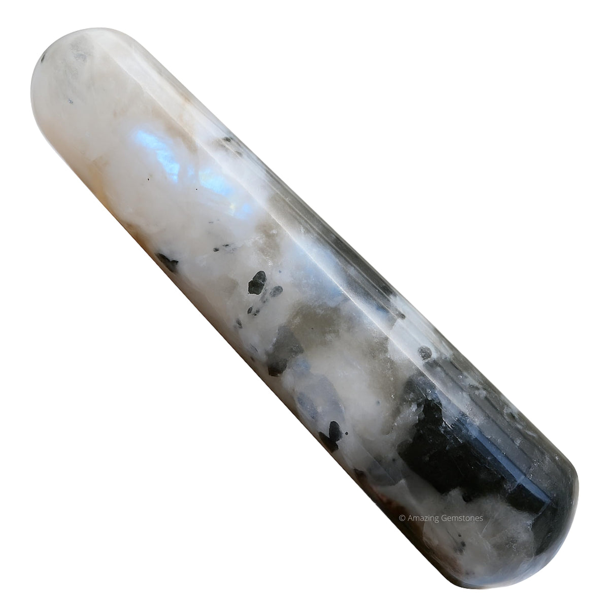 Amazing Gemstone Rainbow Moonstone Crystal Wand Massage Stick - Pelvic Wand Gua Sha for Adults - Crystals and Healing Stones Massage Wands for Adults Gifts (Smooth)