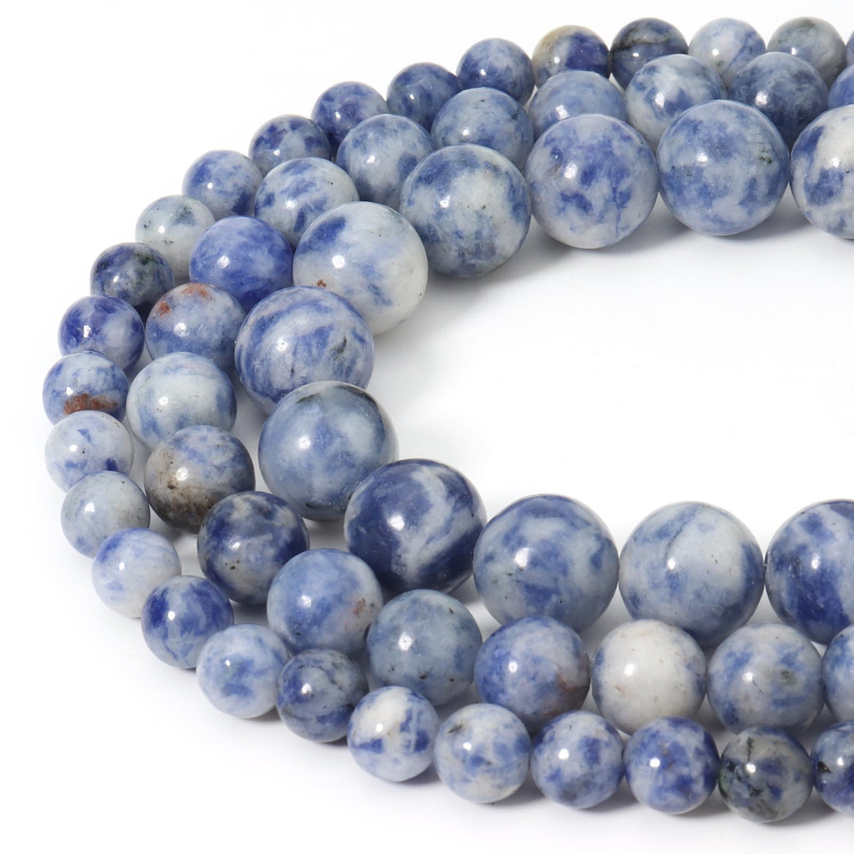 Siomia 60pcs 6mm Natural New Blue Sodalite Gemstone Beads Energy Healing Crystal Round Loose Stone Beads for Jewelry Making, DIY Bracelets Necklaces