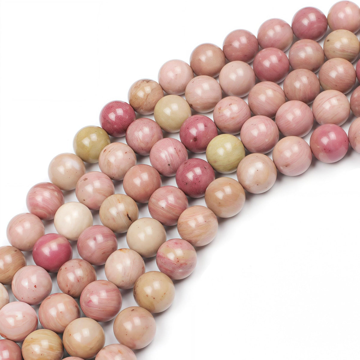 MJDCB Natural Red Stripes Rhodonite Round Stone Beads for Jewelry Making DIY Bracelet Necklace (8mm)