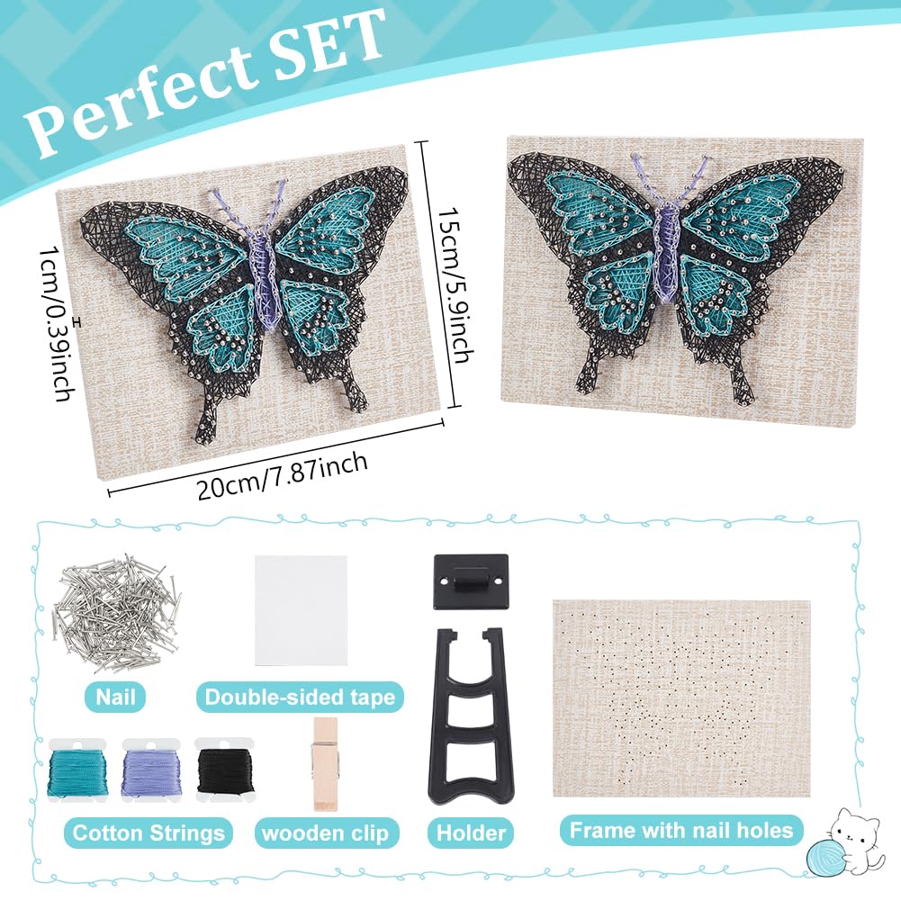 WEBEEDY DIY Blue Butterfly String Art Kit for Adults Beginners 3D Animal String Art Crafts Kit,Arts Crafts Kit Include All Necessary Accessories and Frame,Home Wall Decor Christmas Unique Gift