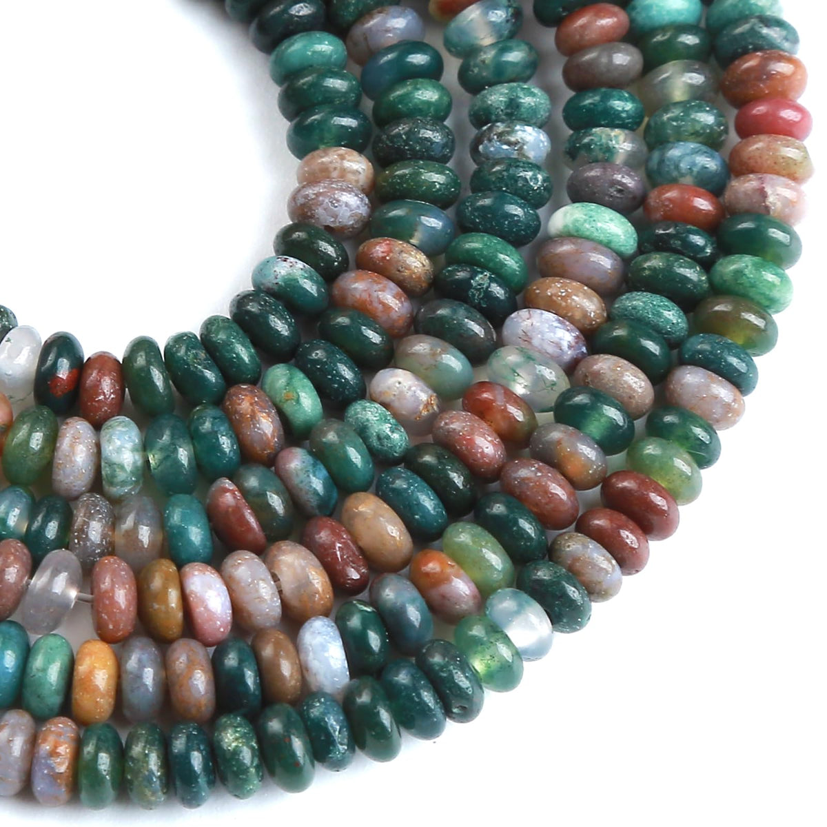 150PCS 2x4mm Natural Indian Agate Rondelle Beads Abacus Disk Stone Beads Round Loose Spacer Gemstone Beads for DIY Bracelet Necklace Jewelry Making