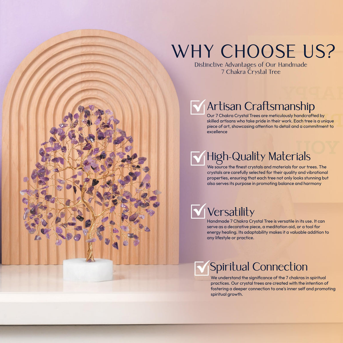 Amethyst Tree of Life - Crystal Chakra Tree for Positive Energy, Thoughtful Gift for Women