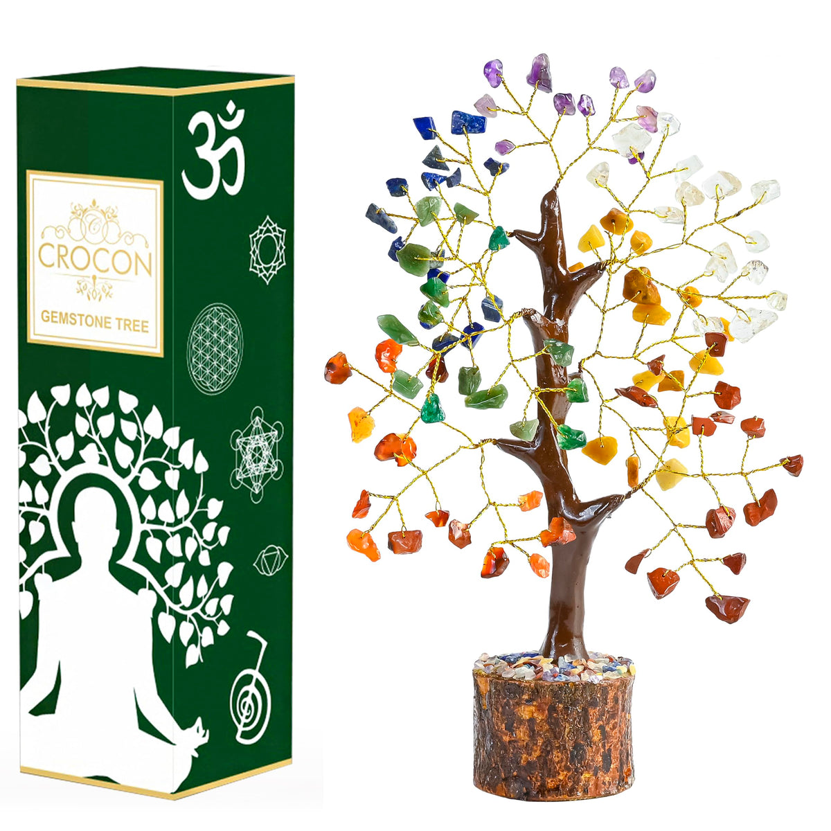 Crocon® 7 Chakra Crystal Tree of Life, Unique Gifts for Women, Meditation, Office Desk Decor, Healing Crystals Tree Gift for Women | House Warming Gift New Home Decoration Present Sister Mom Grandma