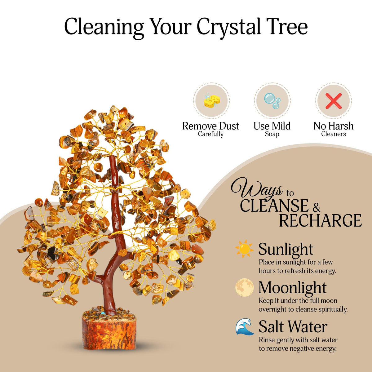 YATSKIA Tiger Eye Crystal Tree - Gemstone Tree of Life - Tiger Eye Stone - Chakra Gifts - Crystal Décor - Feng Shui Decor - Spiritual Gifts for Women