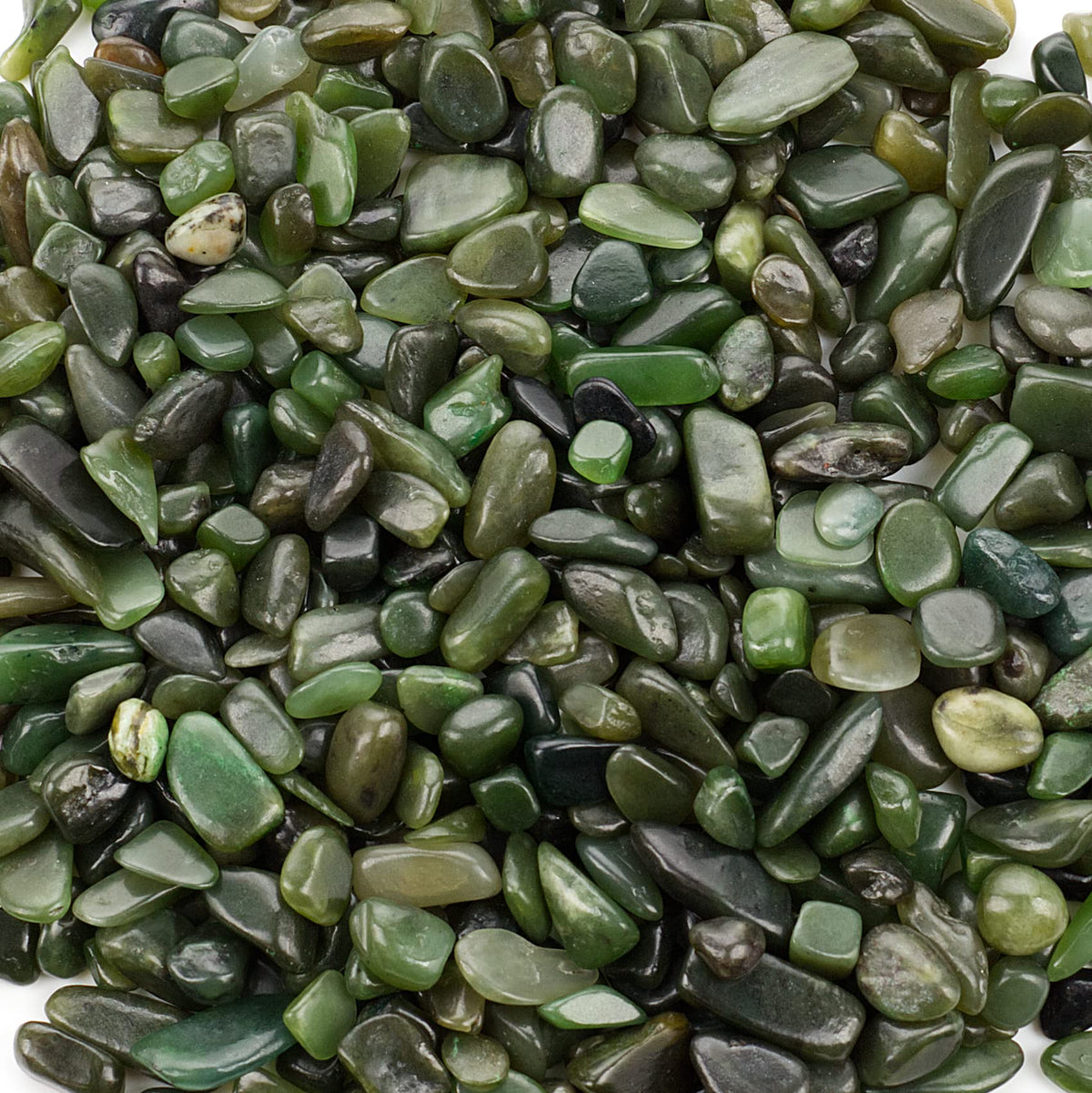 Cherry Tree Collection 1/2 Pound Polished Tumbled Gemstone Chips, Pebbles, Crystal Chips Bulk for Jewelry Making, Healing, Plants, Succulents, Aquariums, Decoration, Chakra (Nephrite Jade)