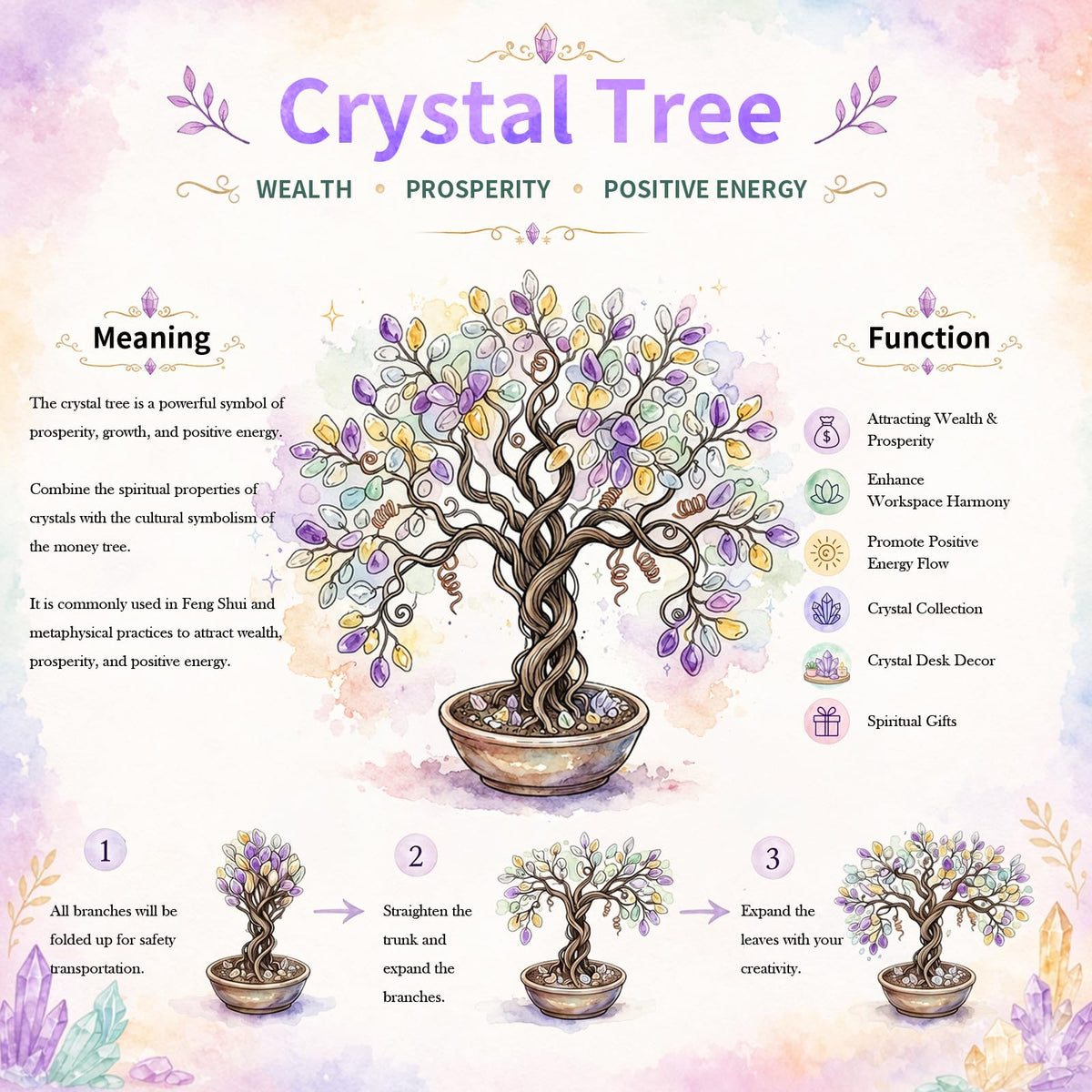 mookaitedecor Citrine Crystal Tree, Quartz Cluster Rock Crystal Base Bonsai Money Tree for Wealth and Luck