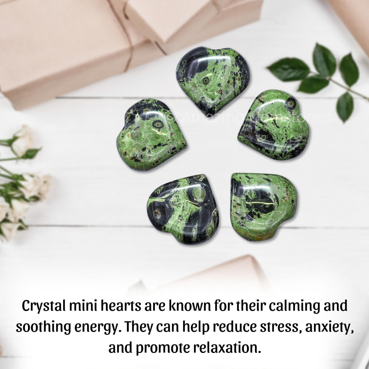 Amazing Gemstone Kambaba Jasper Stone Heart - Pack of 2 Crystal Heart Stones Rocks - Corazones De Piedra Crystals and Healing Stones Heart Shaped Crystal - Stocking Stuffers Gifts