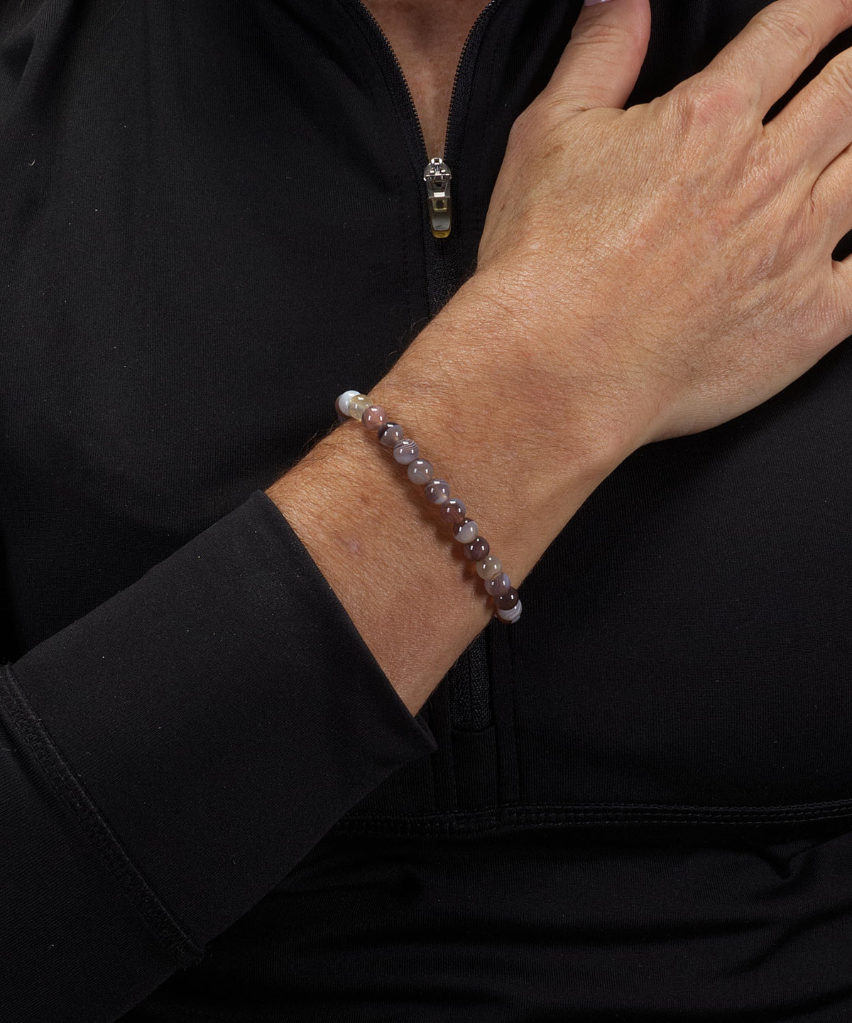 Cherry Tree Collection - Small, Medium, Large Sizes - Gemstone Beaded Bracelets For Women and Men - 6mm Round Beads (Botswana Agate - Medium)
