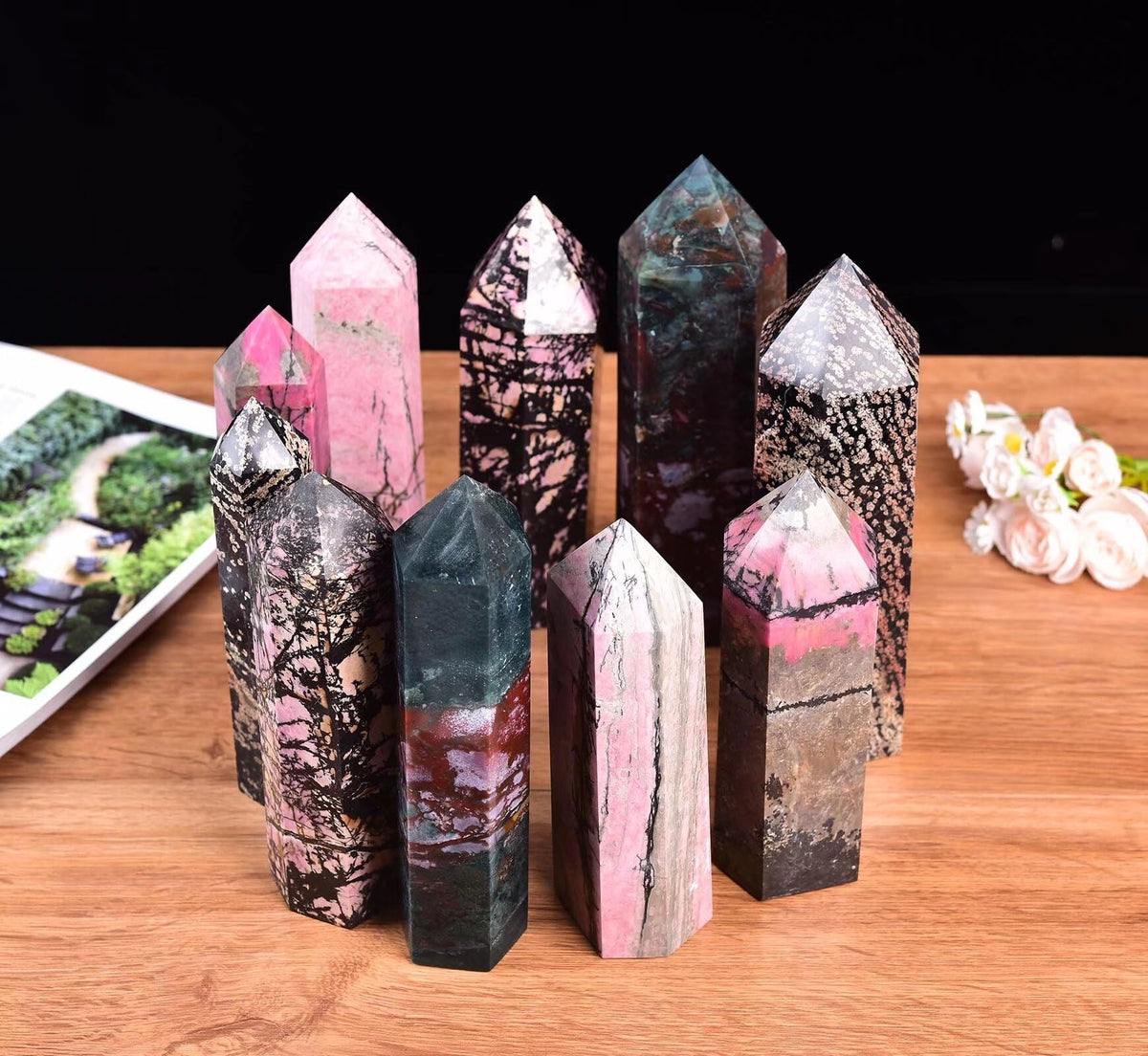 Ocean Jasper Stone Tower Obelisk Healing Crystal Wand Large Reiki Meditation Stone Gifts 1.7-2.2 LBS