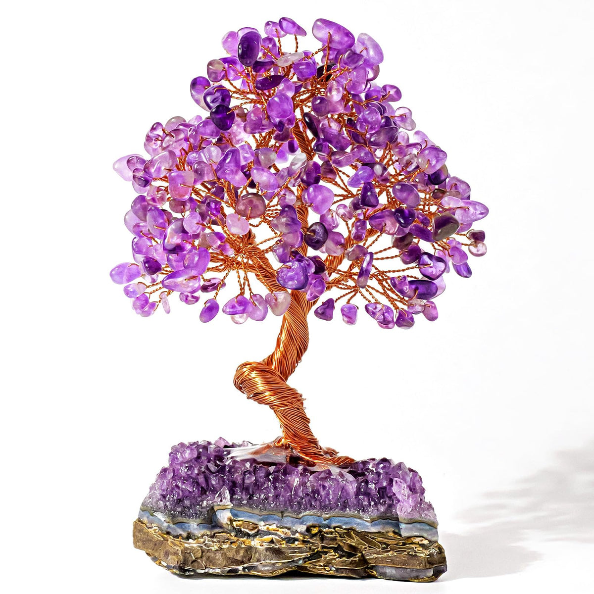Runyangshi Natural Crystal Amethyst Cluster Tree Tree of Life Natural Crystal Healing Stones Gemstone Trees Fengshui Good Luck Positive Energy Home Decor