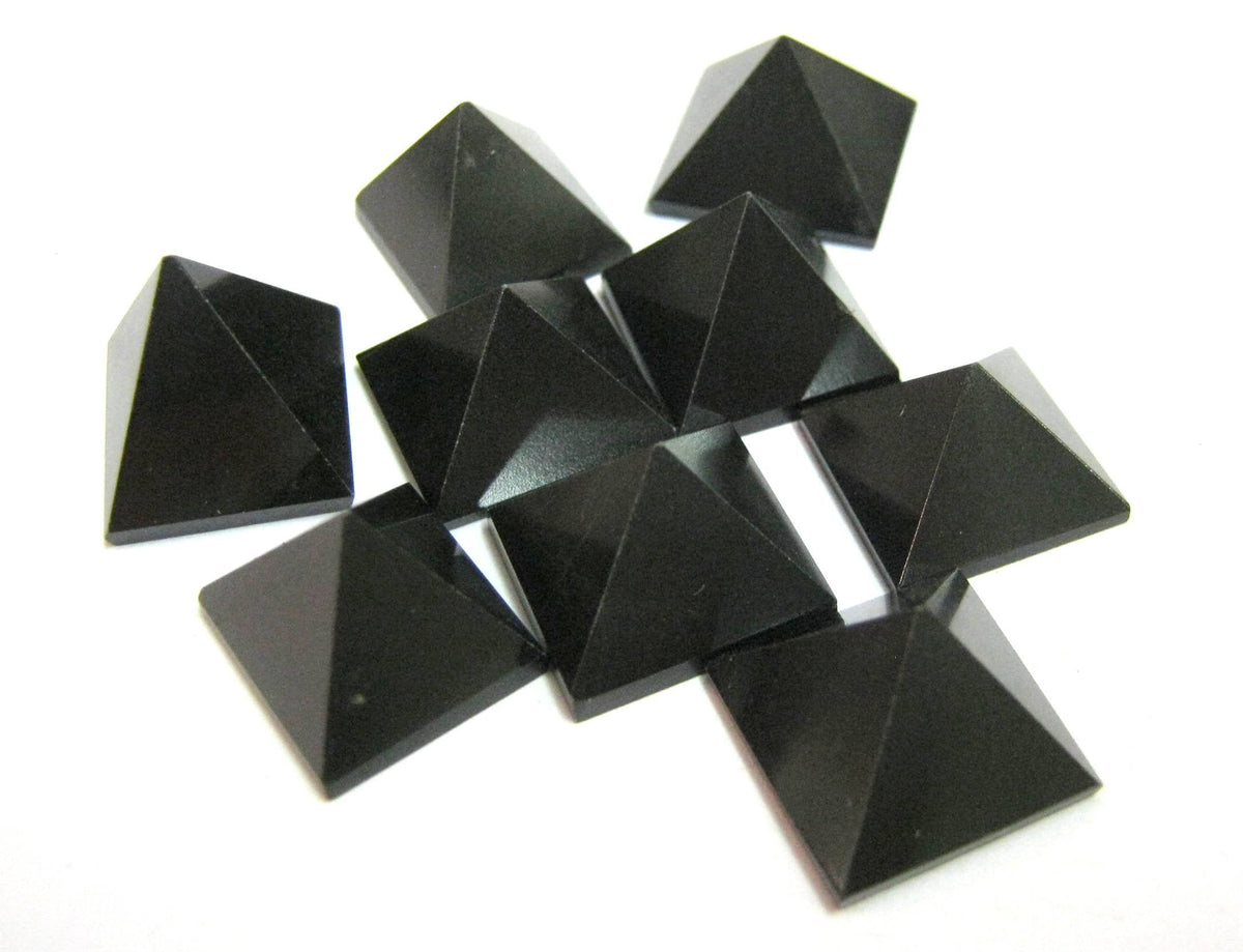 CRYSTALMIRACLE Set of Nine Black Agate Gemstone Mini Bagua Pyramids Crystal Healing Reiki FENG Shui Men Women Gift Energy Metaphysical Meditation Peace Health Wealth Deflector Wellness Psychic Power