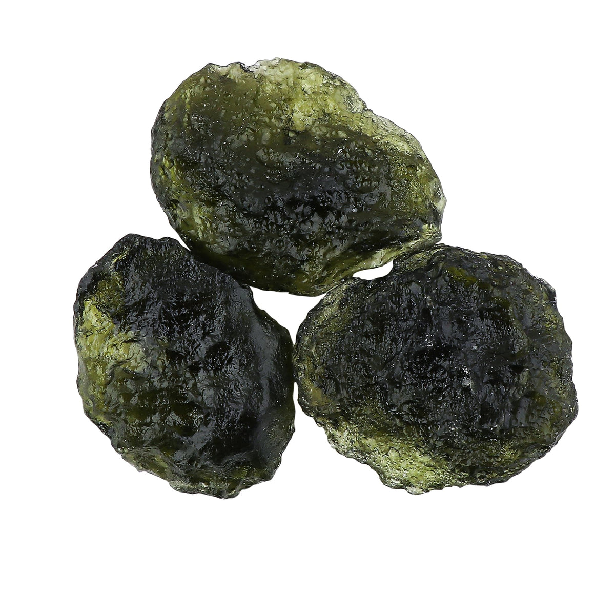 CRYSTALIS (3pcs (18+gm) (25mm+) Raw Synthetic Moldavite, High Grade Loose Gemstone Wholesale Bulk Rough Jewelry Making Supply, Chakra Stones, Wire Wrapping, DIY, Gem Collection