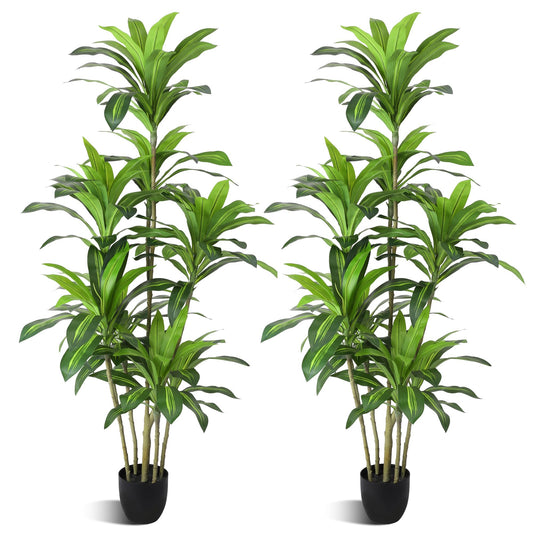 Waoops Artificial Trees 6Ft Dracaena Fragrans Faux Trees with 8 Heads Floor Plants for Living Room Decor Fake Silk Plants for Home Decor Indoor Potted Plants Office Garden Outdoor…