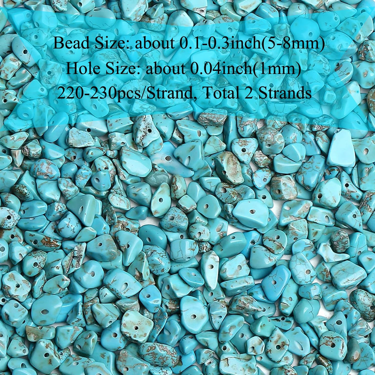 Natural Chip Stone Beads 450pcs Blue Turquoise Chips 5-8mm Irregular Healing Crystal Rocks Hole Drilled DIY Loose Gemstone Beads for Jewelry Making Bracelet Earrings Necklace Crafting