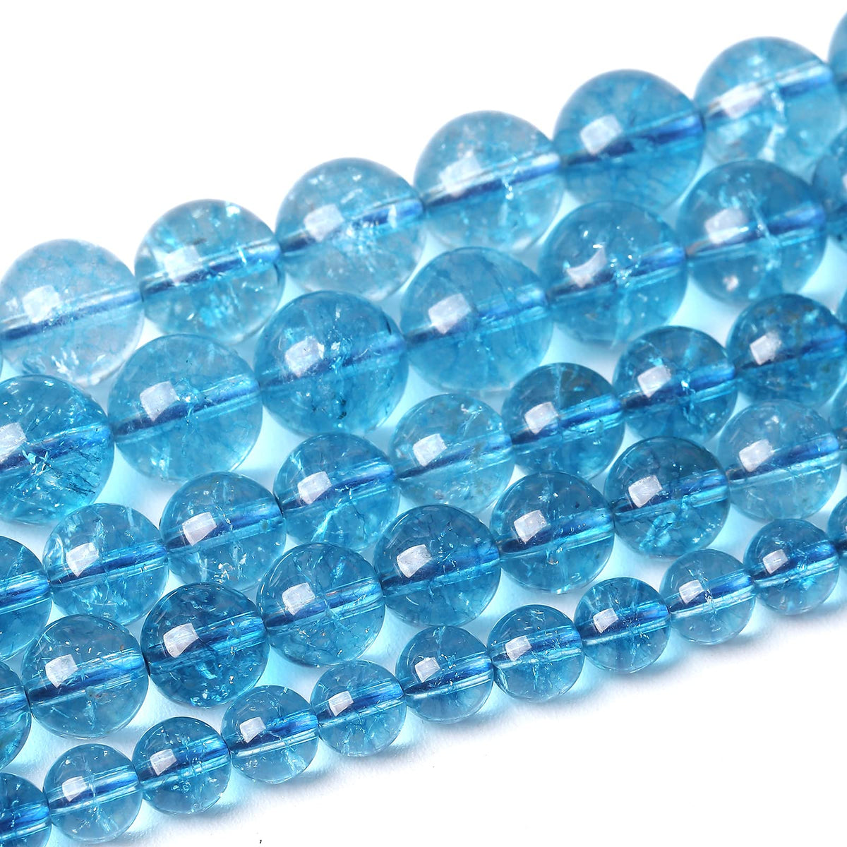 36PCS 10MM Beads Blue Crystal Quartz Gem Energy Crystal Healing Jewelry Making Natural Stone Beads DIY (Blue Crystal, 10MM)