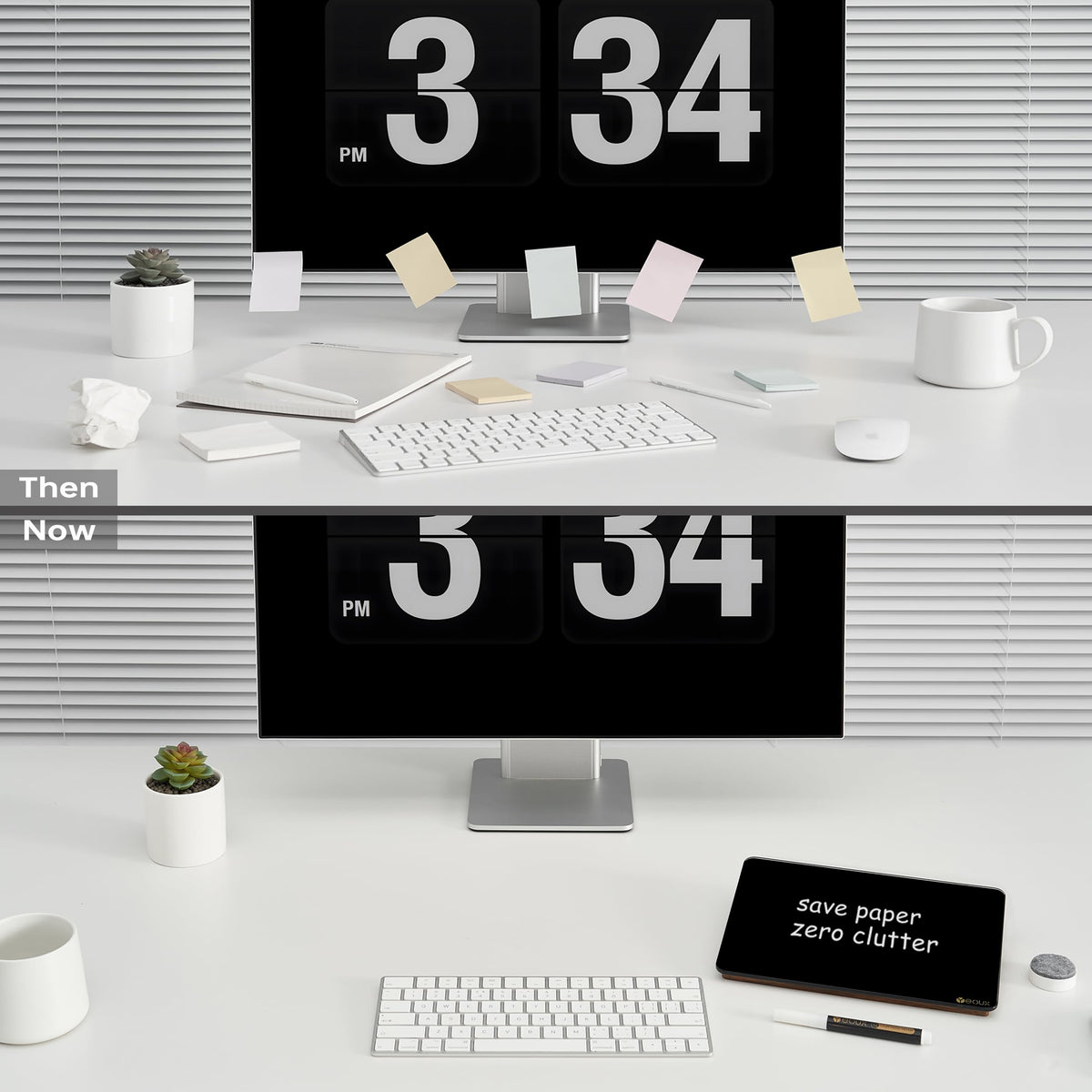 Black Glass Desk Whiteboard with Reversible Wood Stand, Small Portable Desktop Dry Erase White Board, Reusable Desk Notepad Easel 6.7"x9.5" for Office, Home, Kitchen, Marker&Eraser Included, Yeoux