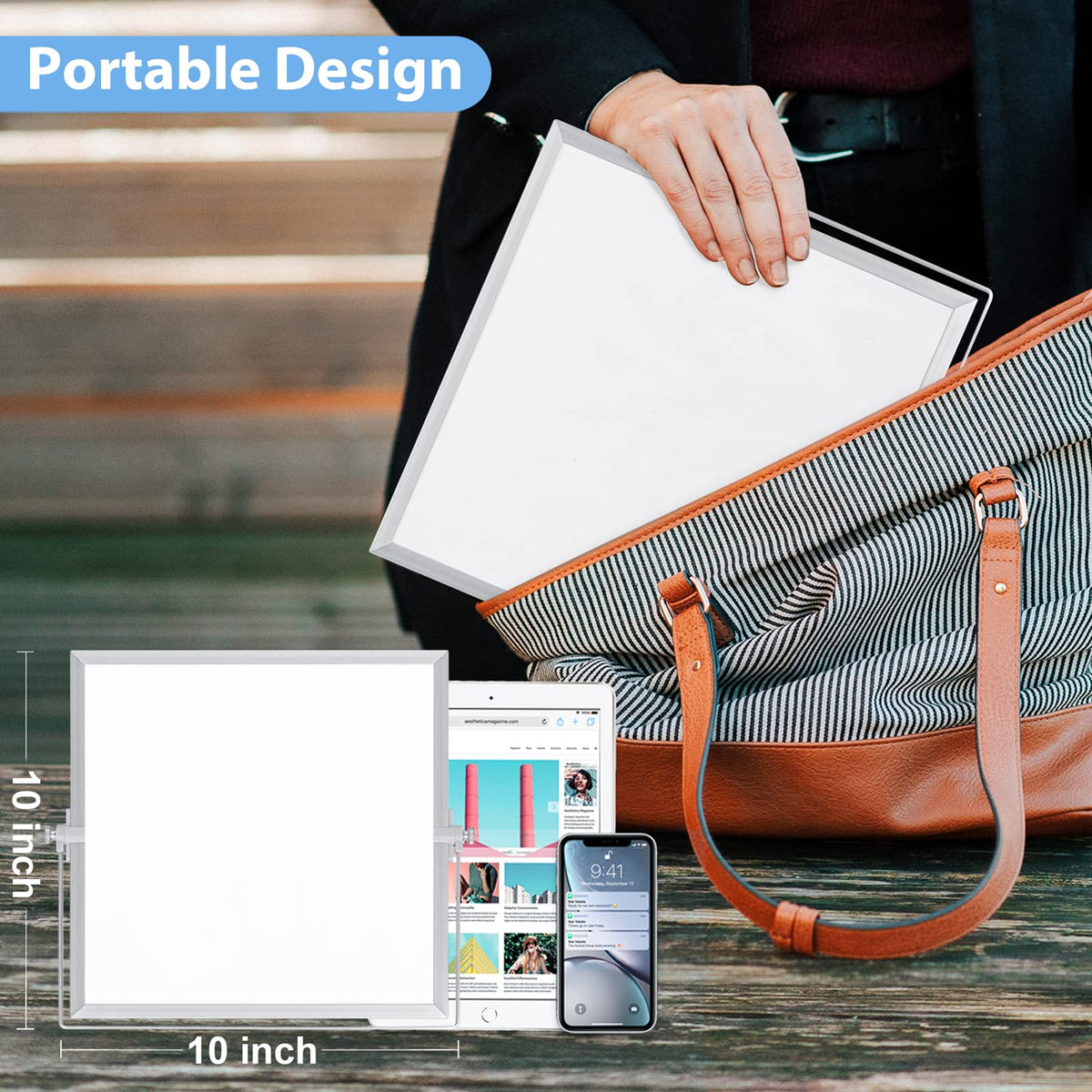 ARCOBIS Small WhiteBoard with Stand 10" X 10", Magnetic Double-Sided Dry Erase White Board Easel for Desk Students Home Office