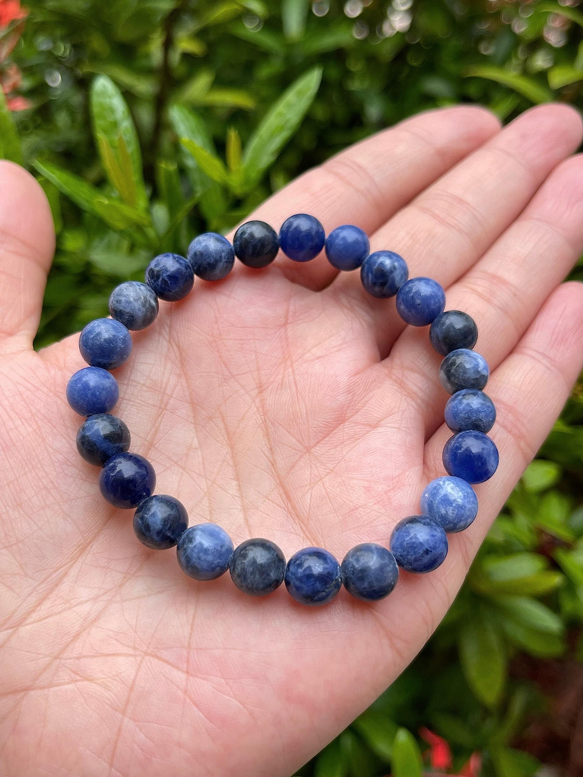 GAF TREASURES Sodalite Crystal Bead Bracelet 8mm, Genuine Sodalite Stretch Gemstone Bracelet, Healing Crystal Bracelet, Gift for Men & Women (1)