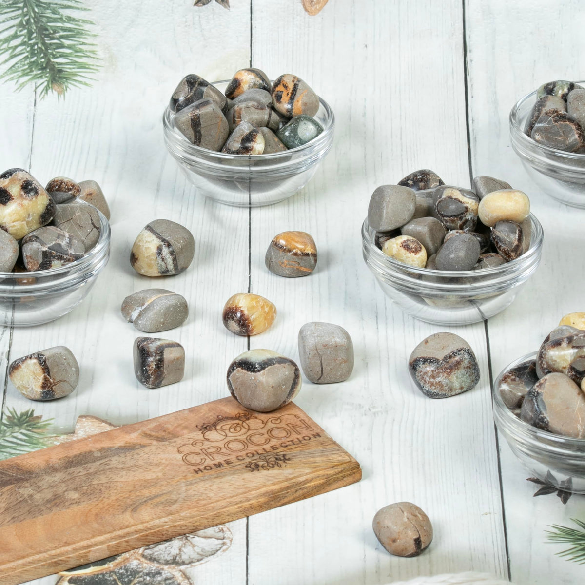 Crocon® 1lb Septarian Tumble Stones And Crystals Bulk 2000+ Carats Natural Crystal Kit For Reiki Healing Crystal Polished, Tumble Stones, Chakra Balancing, Gift, Home Decor Size : 20-25 mm