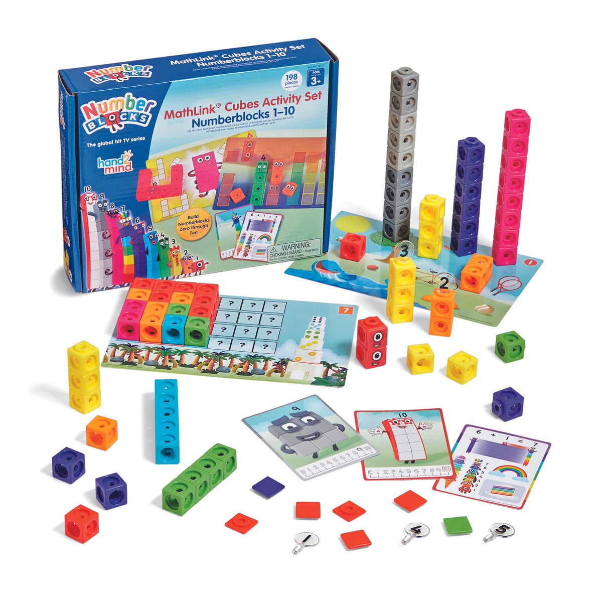 hand2mind MathLink Cubes Numberblocks 1-10 Activity Set, 30 Preschool Learning Activities, Counting Blocks, Linking Cubes, Educational Toys for Kids, Number Games, Math Manipulatives Kindergarten