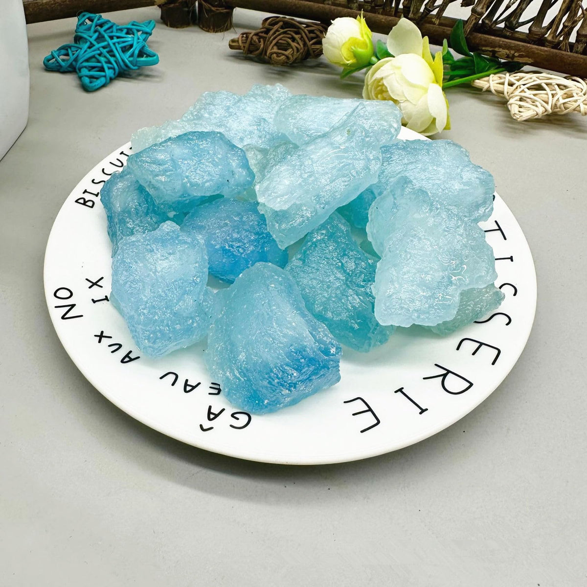 Aquamarine Raw Crystals Healing Crystals Natural Rough Stones 1.2-2" for Tumbling, Fountain Rocks, Yoga, Meditation, Polishin, Gift 5