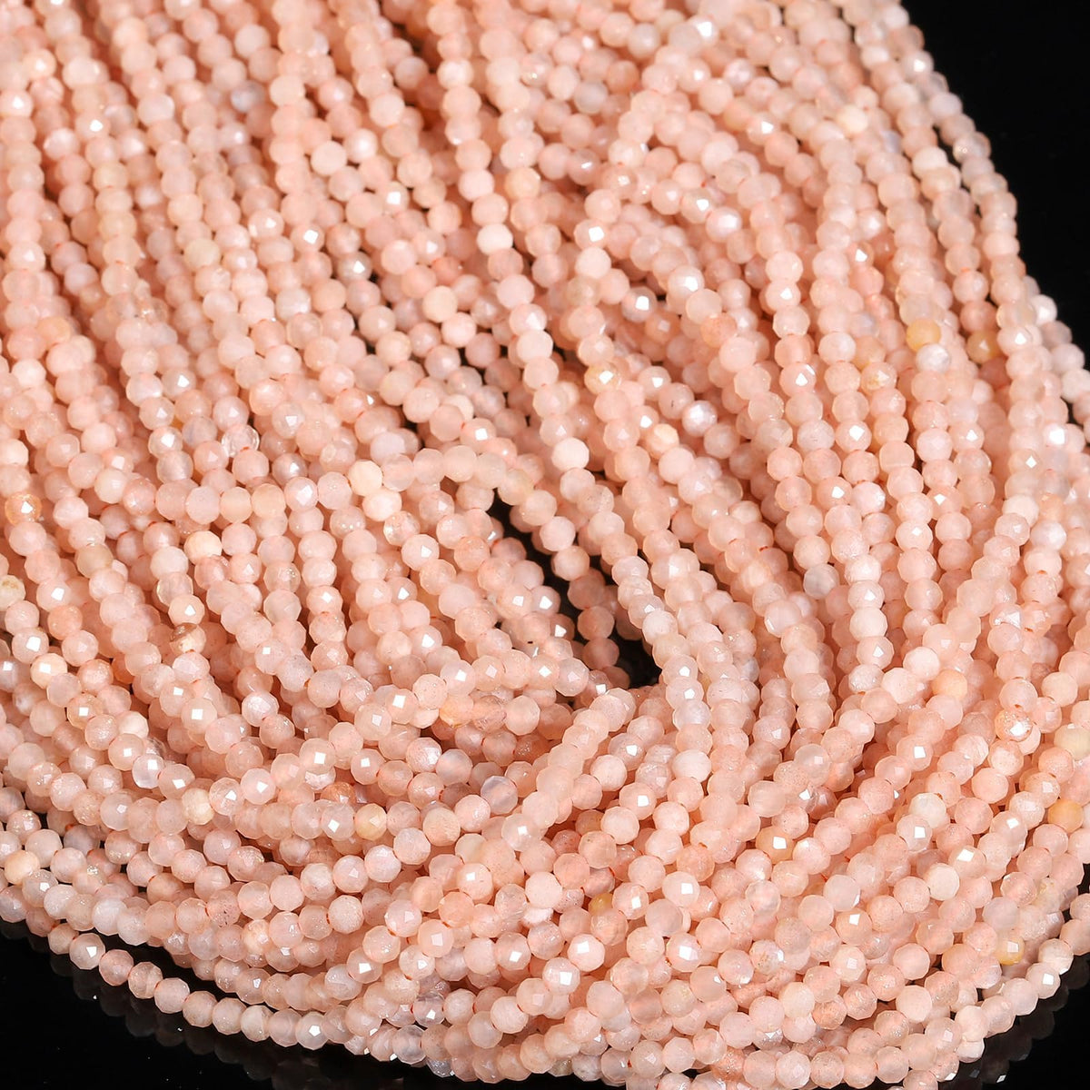 Song Xi 180pcs 2mm Natural Sunstone Gemstone Beads Faceted Round Loose Stone Beads for Jewelry Making (1 Strand)