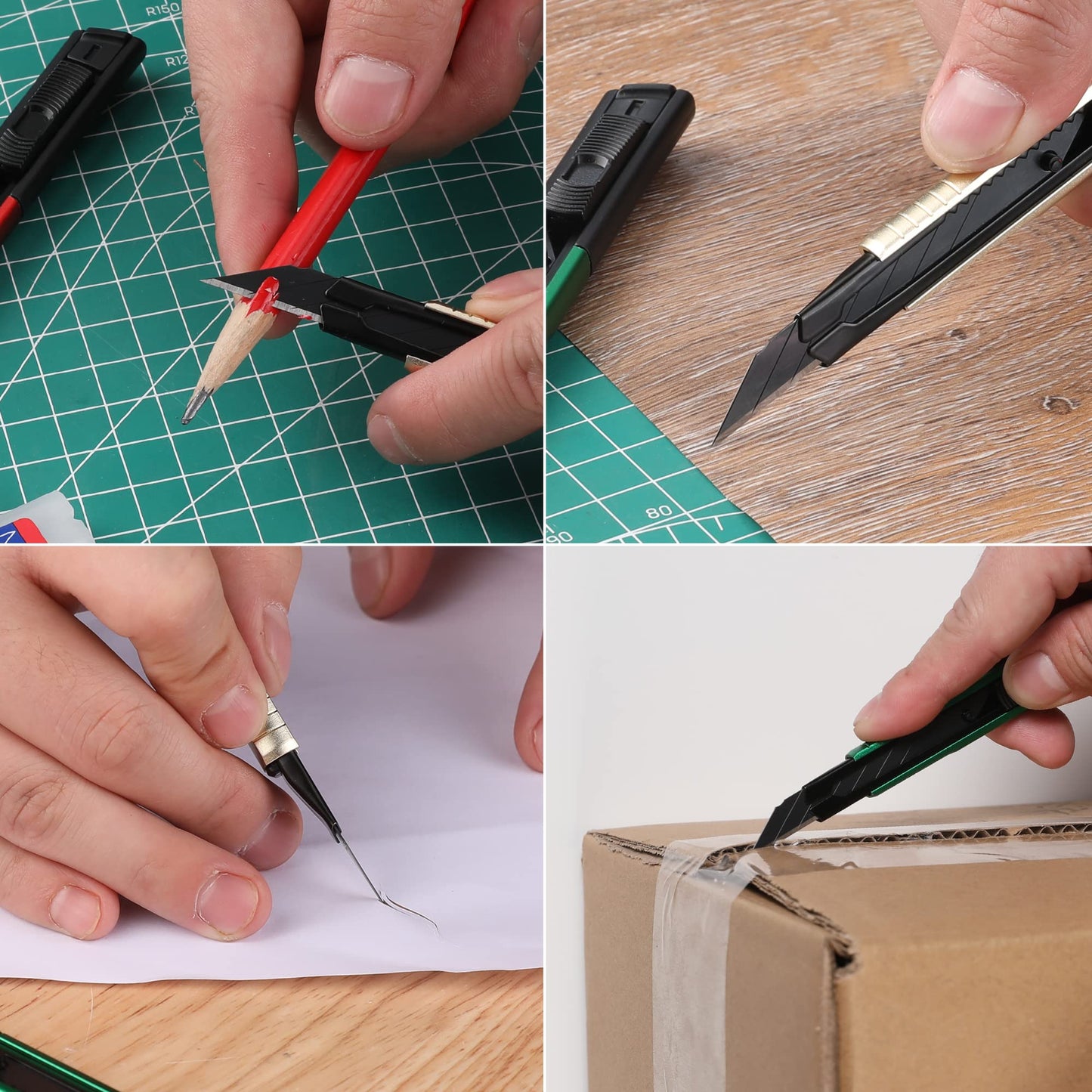WORKPRO Premium Utility Knife Retractable Snap-off Blade, Heavy Duty Aluminum Box Cutter Set, Razor Knife Exacto Craft Knives, with 10 Extra 9mm Blades, Pack of 5