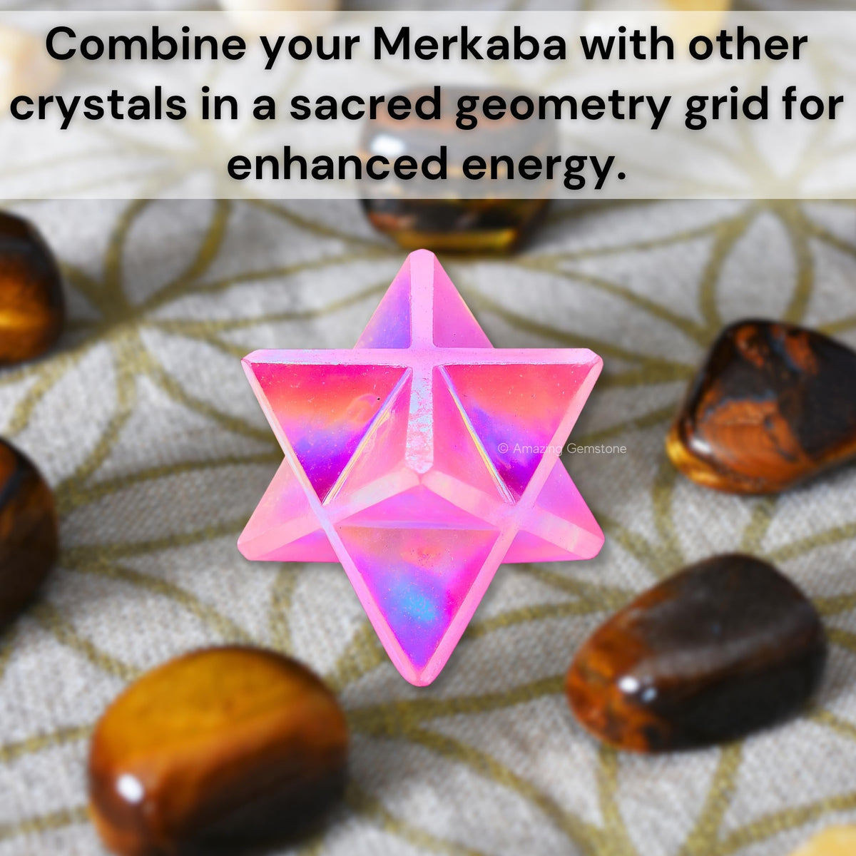 Amazing Gemstone Angel Aura Rose Quartz Merkaba Crystal - 1 Inches Metaphysical Merkaba Star for Meditation - Energetic Tetrahedron Crystal & Healing Stones for Spiritual Growth and Healing (20-25mm)