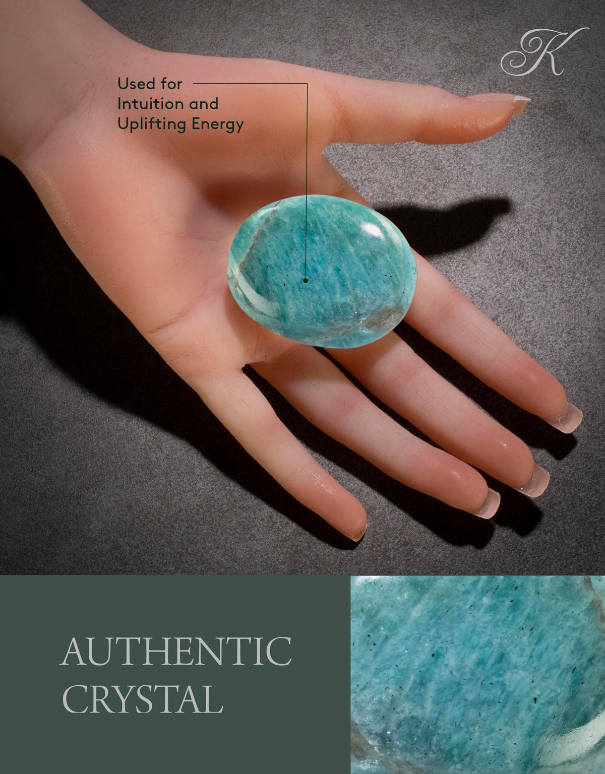 KALIFANO Palm Stone with Healing & Calming Effects - AAA+ Grade High Energy Worry Stone with Information Card - Reiki Crystal Used for Courage (Family Owned and Operated) (Amazonite)