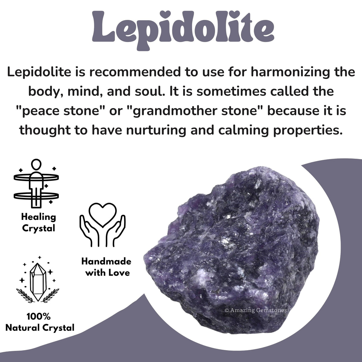 Amazing Gemstone Lepidolite Raw Crystals and Healing Stones, Natural Rocks for Tumbling and DIY Raw Stones and Crystals (5 Pieces)