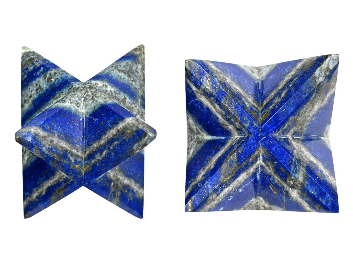 Amazing Gemstone Lapis Lazuli Merkaba Crystal - 1.5 Inches Metaphysical Merkaba Star for Meditation - Energetic Tetrahedron Crystal and Healing Stones for Spiritual Growth and Healing (35-40mm)