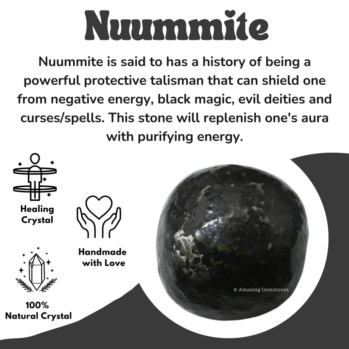 Amazing Gemstone Nuummite Crystals & Healing Stones Tumbled - 1oz Nuummite Stone Gem Stones, Healing Stones for Energy Balance,Stress Relief - Premium Polished Gems Rocks for Meditation & Wellness