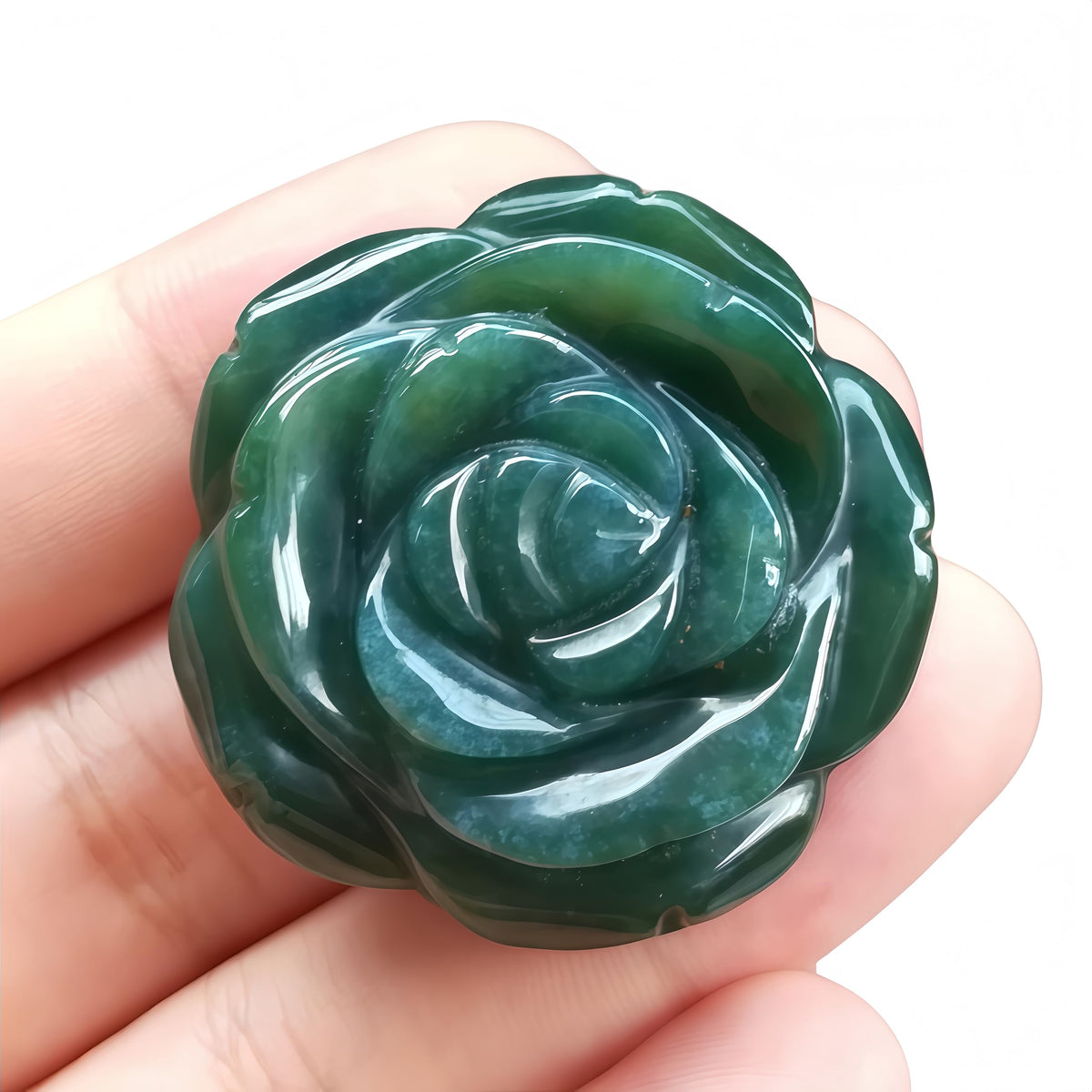 Sunshcat Natural India Agate Crystal Rose Pendant,Three Dimensional Carved Healing Meditation Jewelry Crystals and Healing Stone Figurine,Suitable for DIY Jewelry Making and Valentine's Day Gift