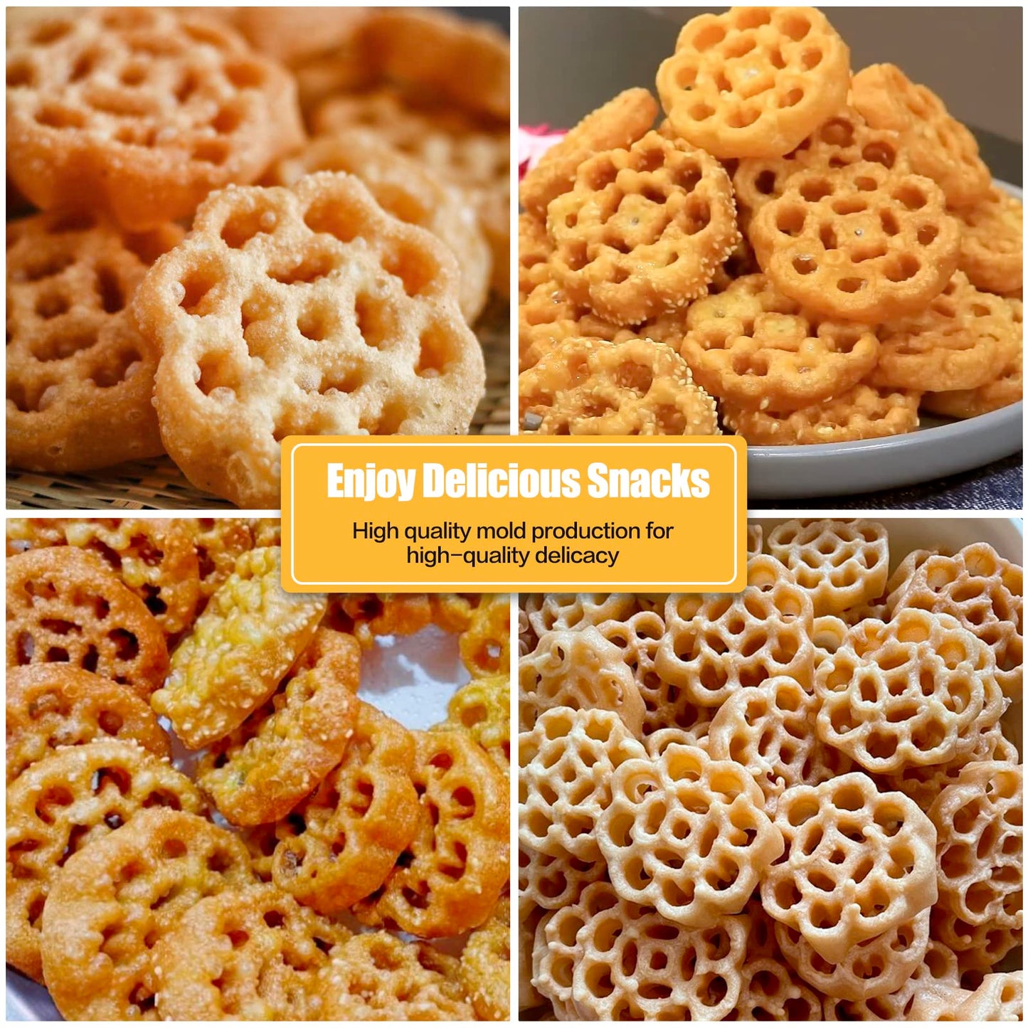Bunuelos Mold Rosette Iron Molds Set with Wooden Handle, Lotus Flower Bunuelos Cookie Maker Mold, Funnel Cake Maker Cooking Stamp Maker Kit - 4.7 Inches