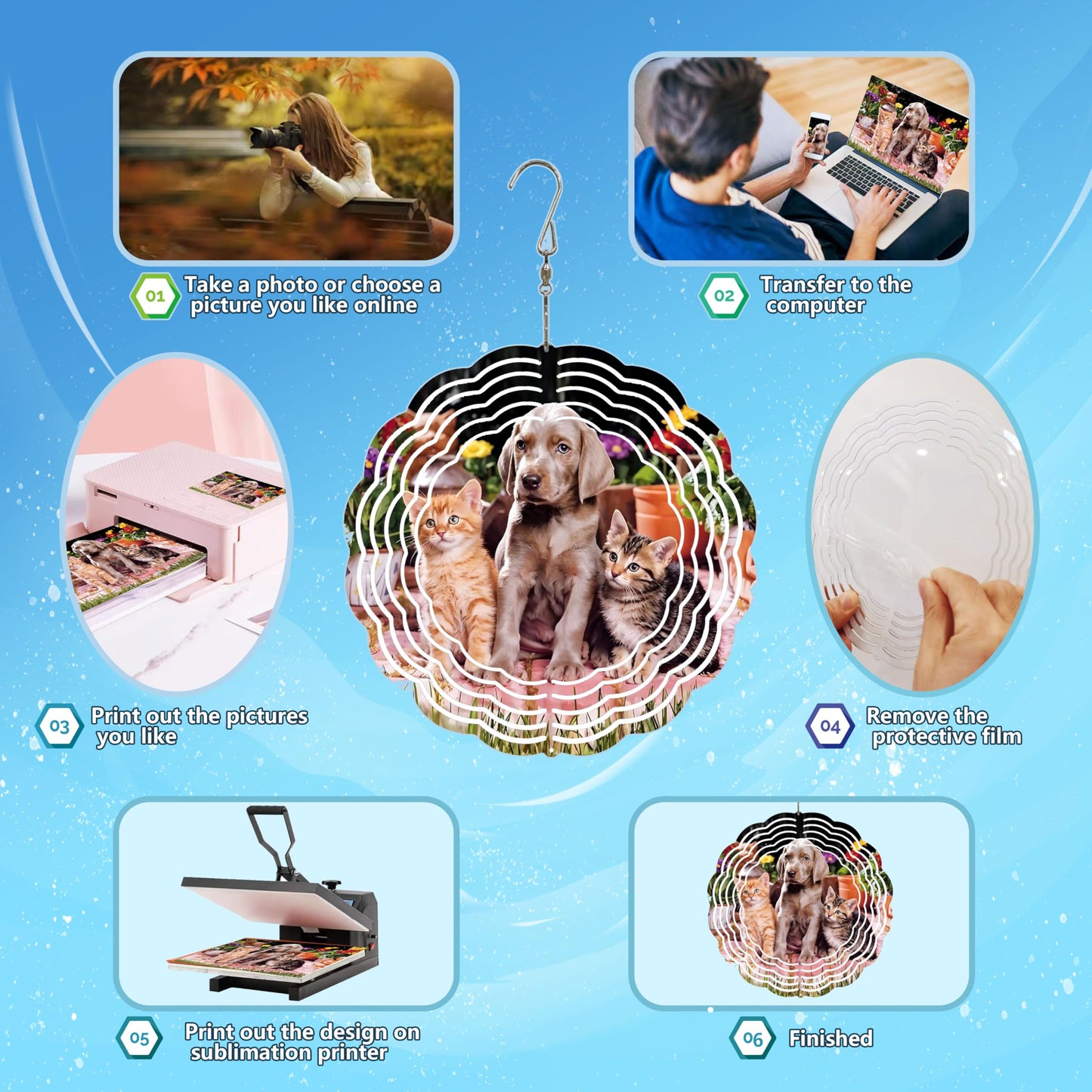 10 Pack 10 Inch Sublimation Wind Spinner Blanks Aluminum Wind Spinner Sublimation Blanks 10 Inch for Indoor and Outdoor Ornaments