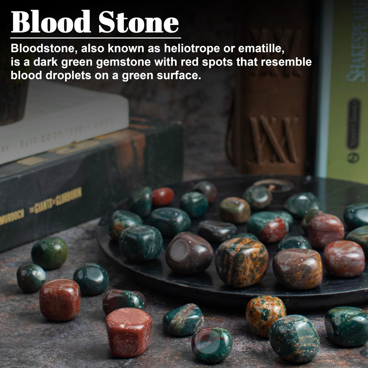 Crocon® 1LB Bloodstone Tumbled Stones and Crystals bulk 2000+ Carats Natural Crystal Kit for Reiki Healing Crystal Polished, Tumble Stones, Chakra Balancing, Reiki Gift, Home Decor Size : 2025 mm