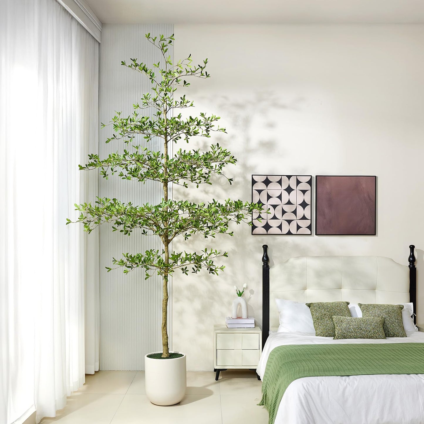 VeriNatural 10FT Artificial Black Olive Tree Indoor with White Planter – Tall Luxury Faux Olive Tree, Mediterranean Architectural Statement Decor for Living Room & Office,VN232