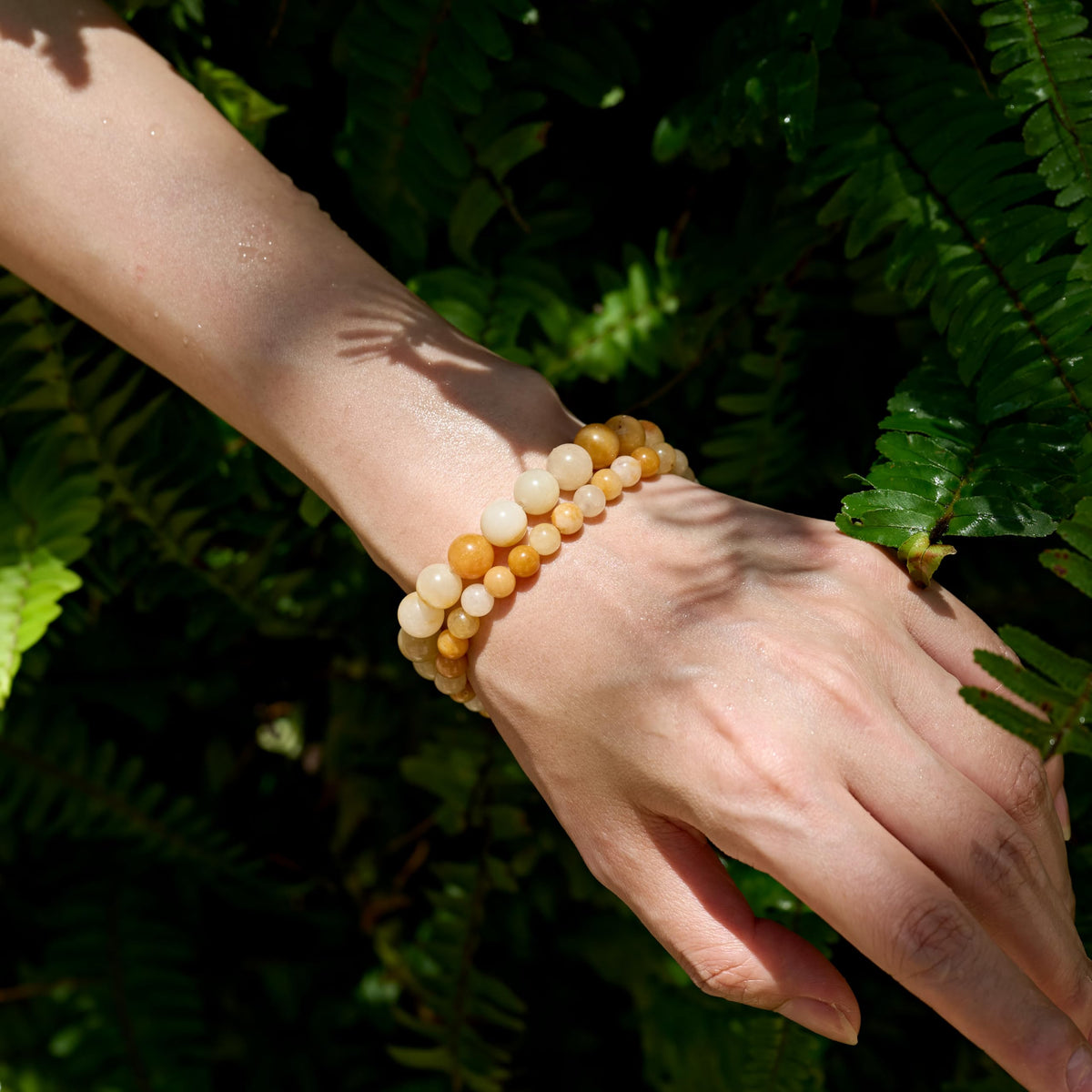 Bivei Yellow Jade-Optimism & Courage - 6mm Beaded Bracelets for Women Handmade Semi Precious Natural Stone Stretch Elastic Jewelry for Women Yoga Protection Gifts