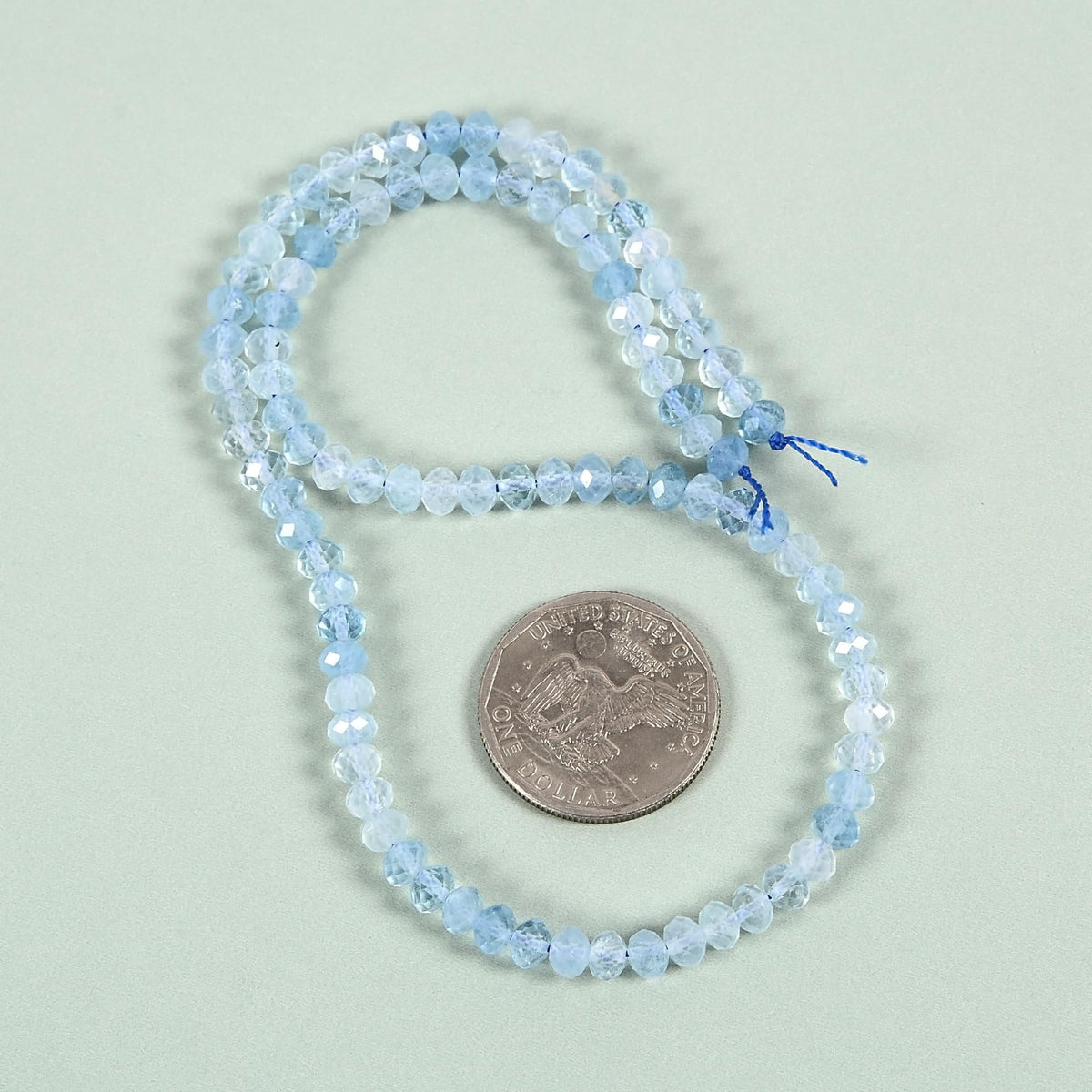 Aquamarine 6mm Gemstone Faceted Rondelle Loose Beads DIY Jewelry Making Beads 16 Inch