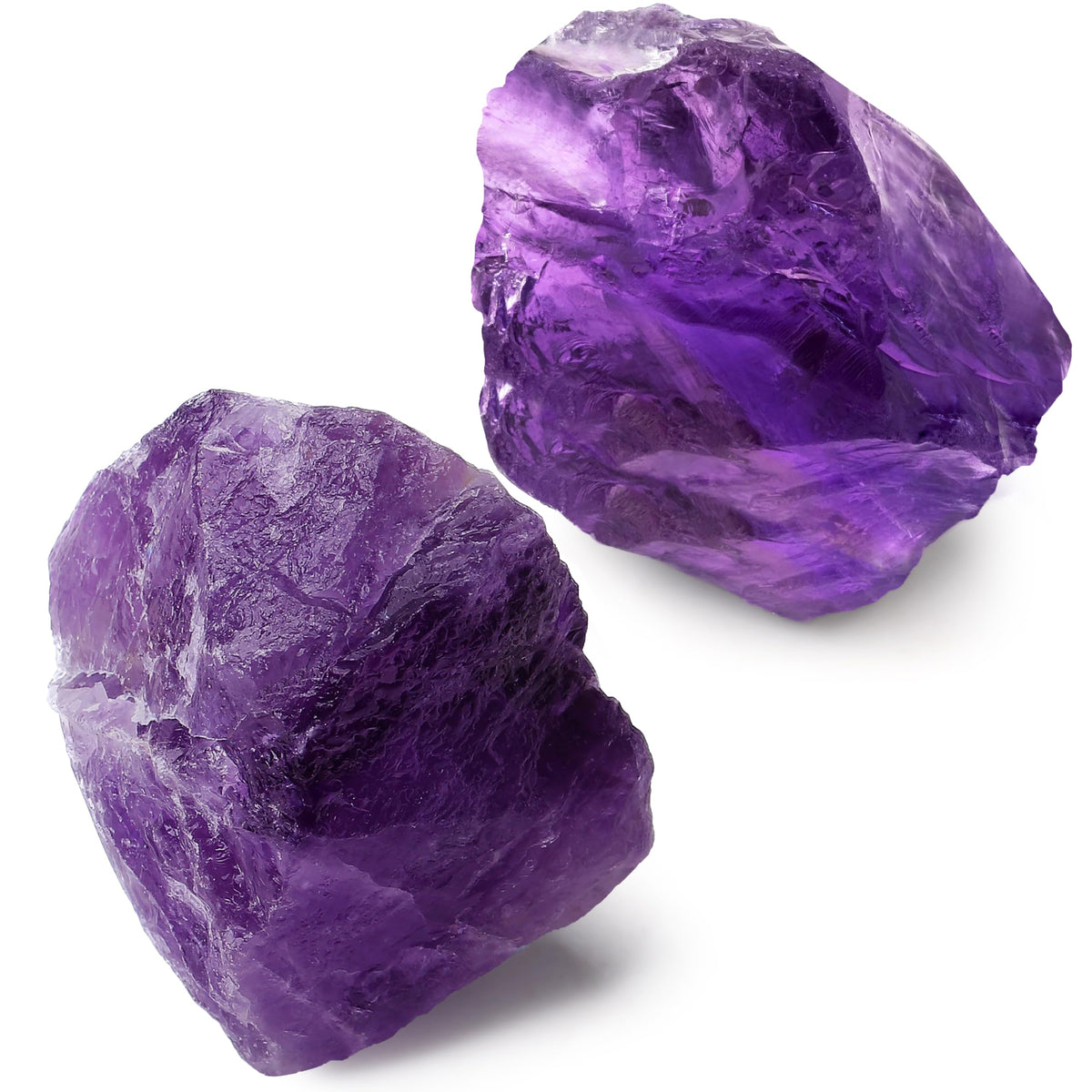 QINJIEJIE Amethyst Crystal Rocks 2PCS 1.8-2.2'' Raw Amethyst Stone Large Rock Rough Healing Crystals for Fountain Rocks Bulk Polishing DIY Decoration Natural Stones for Handmade Gifts